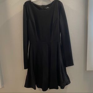 Black long sleeve winter dress.